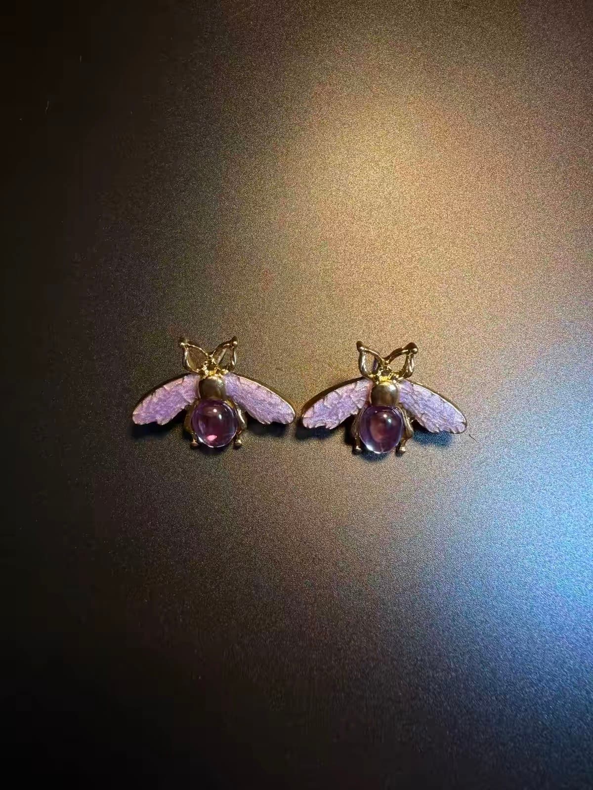 Amethyst Bee Studs