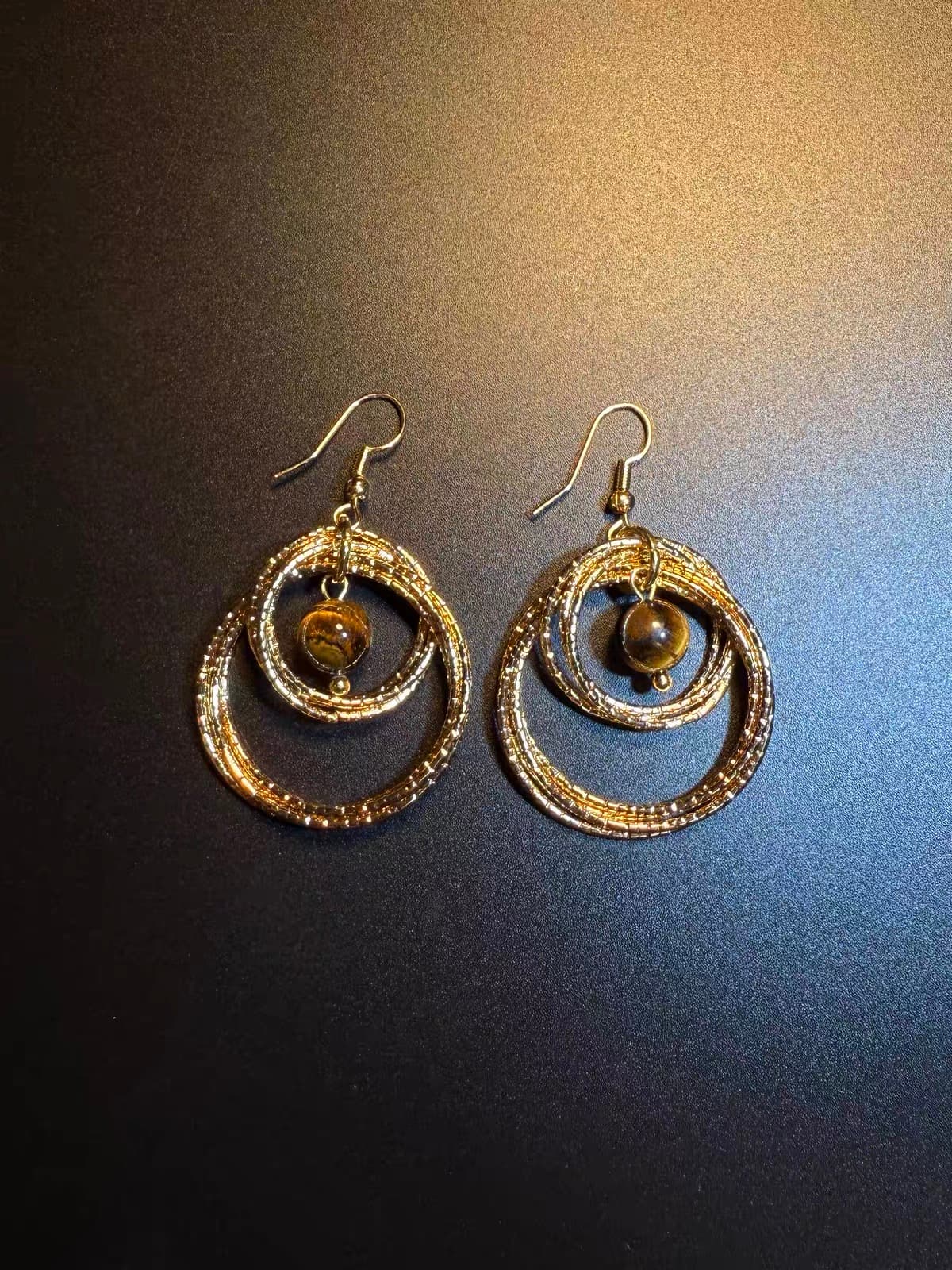 Tiger's Eye Orbit Hoops