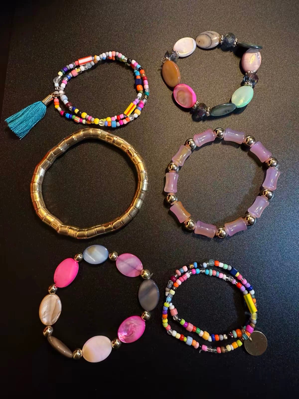 Beaded Charm Bracelet Stack