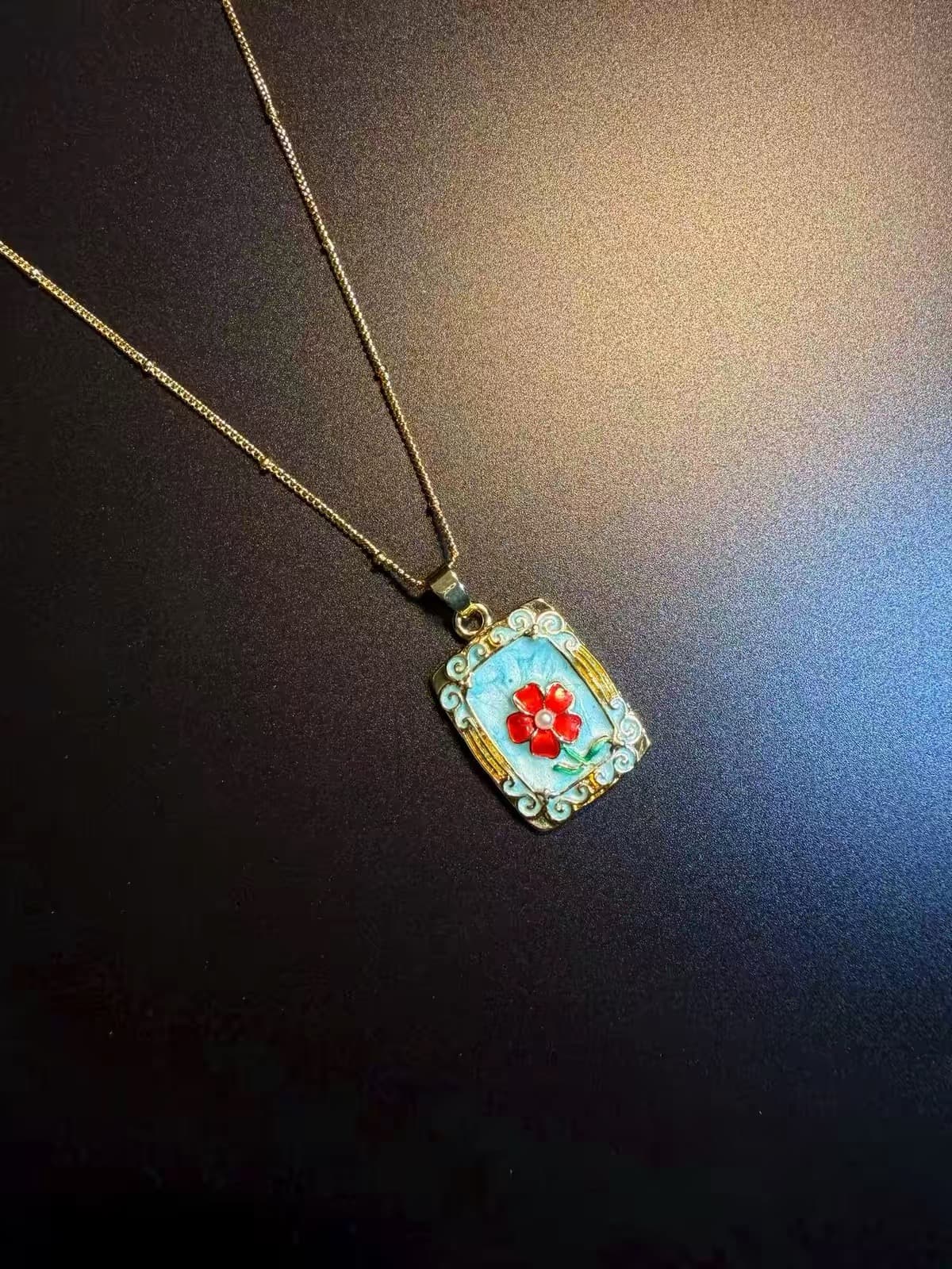 Enamel Bloom Locket Necklace