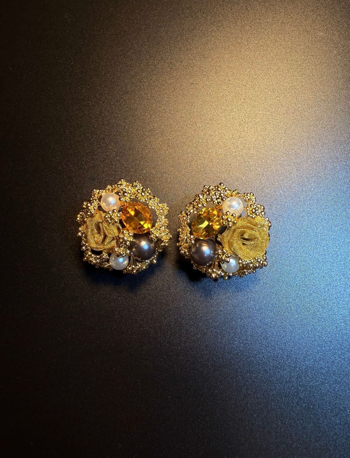 Golden Rosette Studs