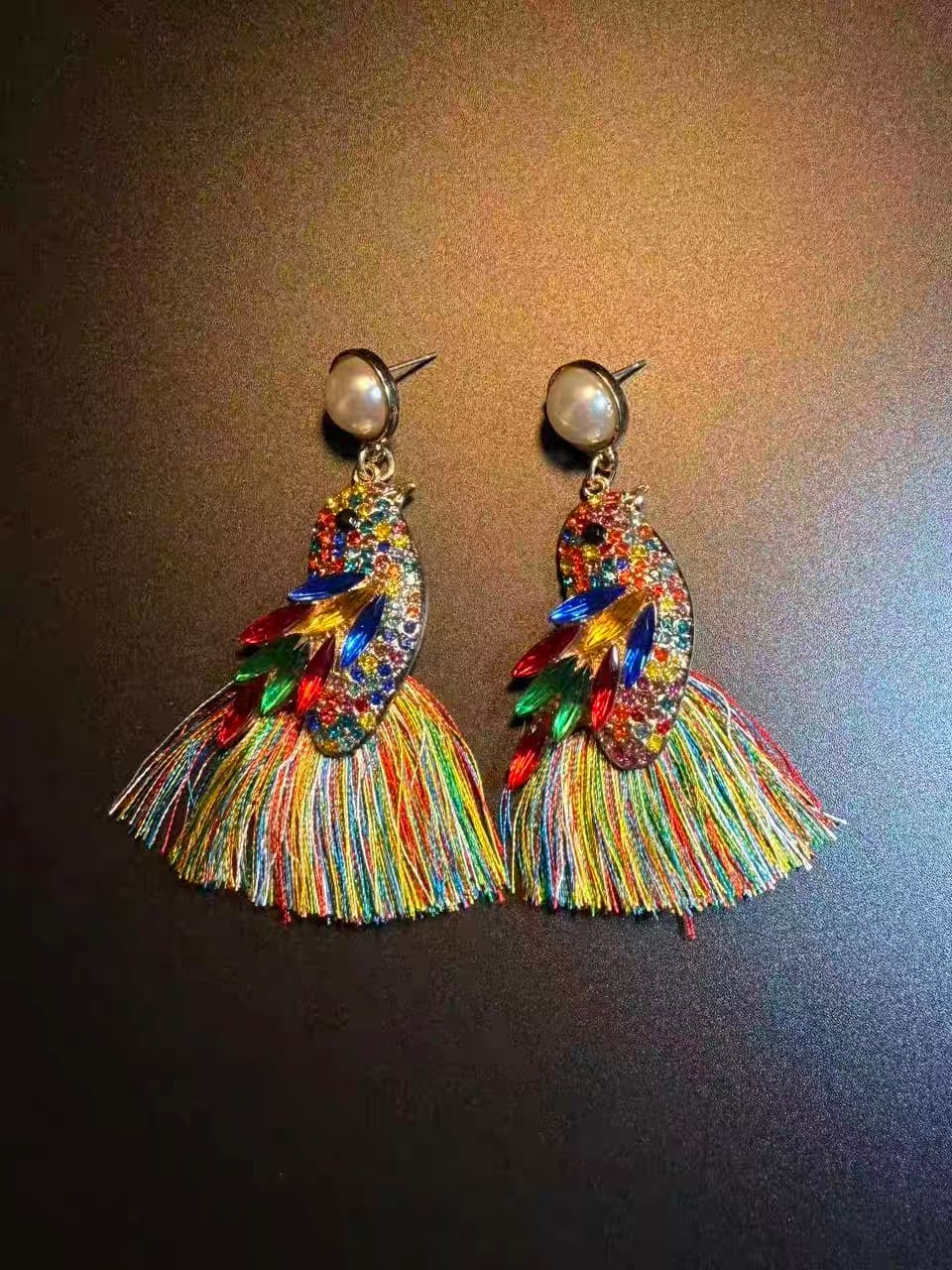 Rainbow Fringe Tassel Earrings